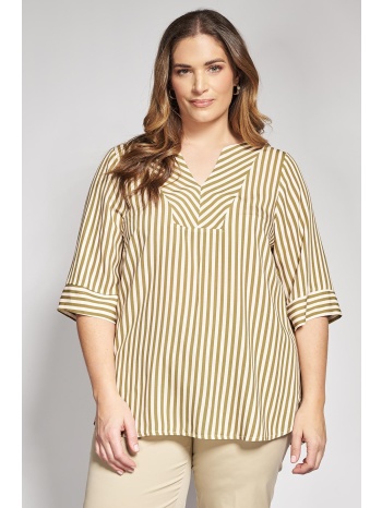 ριγέ μπλούζα με v λαιμόκοψη