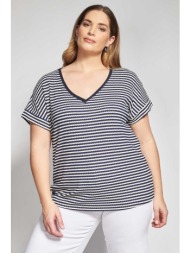 prbt πλεκτή ριγέ μπλούζα ριπ με v