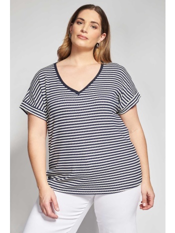 prbt πλεκτή ριγέ μπλούζα ριπ με v