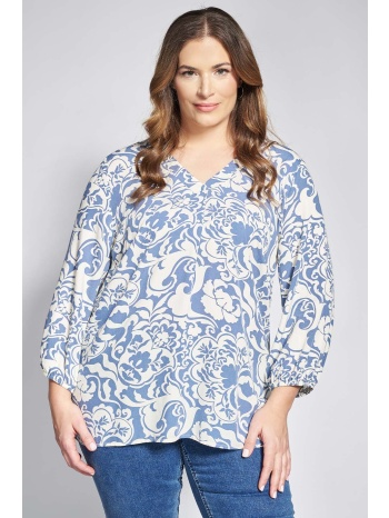 μπλούζα βισκόζη εμπριμέ boho με πιέτα