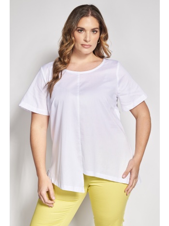 κοντομάνικη μπλούζα με ασύμμετρο τελείωμα
