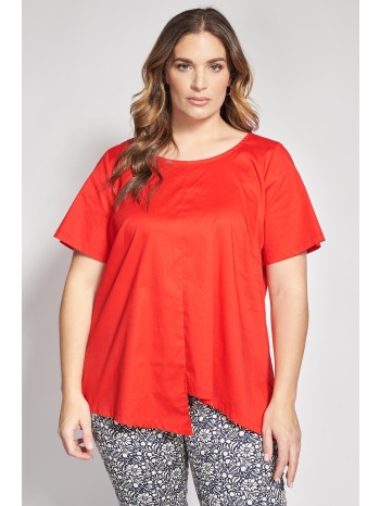 κοντομάνικη μπλούζα με ασύμμετρο τελείωμα