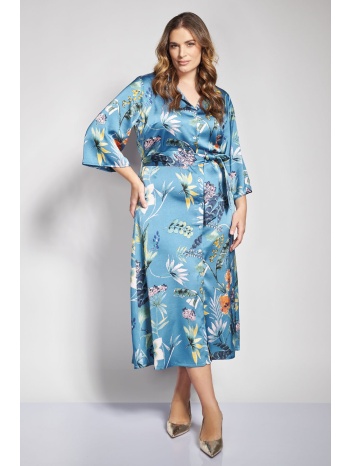 σεμιζιέ φόρεμα σατέν φλοράλ με ζώνη