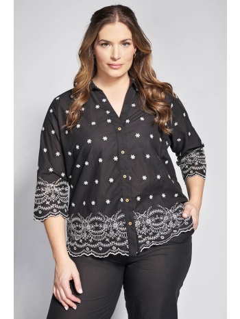πουκαμίσα boho βαμβακερή με μπροντερί μπορντούρα