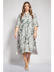 μίντι boho εμπριμέ φόρεμα βισκόζη με γεωμετρική μπορντούρα