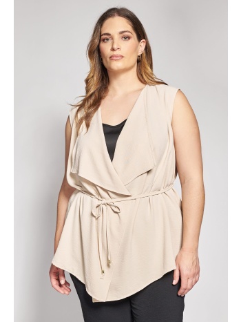 αμάνικο γιλέκο με ζωνάκι washed ανάγλυφη υφή