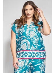 μπλούζα boho εμπριμέ με μπορντούρα