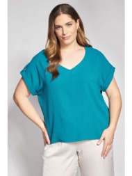 μπλούζα washed κοντομάνικη με κουμπί