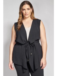 αμάνικο γιλέκο με ζωνάκι washed ανάγλυφη υφή