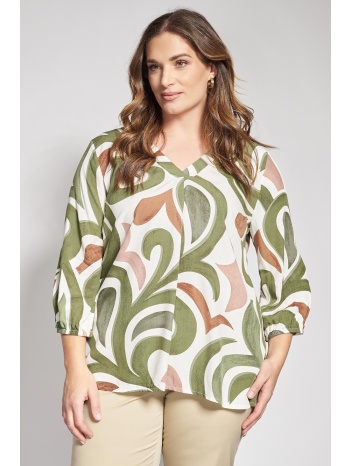 μπλούζα εμπριμέ γεωμετρικό με πιέτα