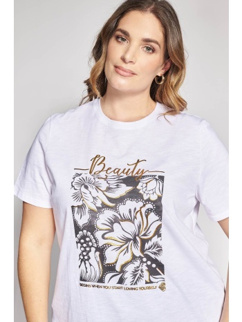 βαμβακερό t-shirt με φλοράλ στάμπα