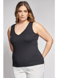 αμάνικο ριπ τοπ με v λαιμόκοψη