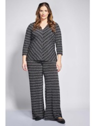 παντελόνα σε ελαστικό γκοφρέ με εμπριμέ ζιγκ-ζαγκ