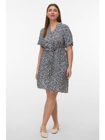 σεμιζιέ φόρεμα εμπριμέ γεωμετρικό με ζώνη vero moda