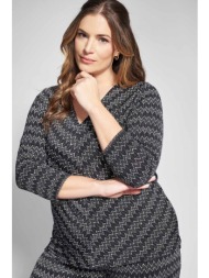 μπλούζα σε ελαστικό γκοφρέ με εμπριμέ ζιγκ-ζαγκ