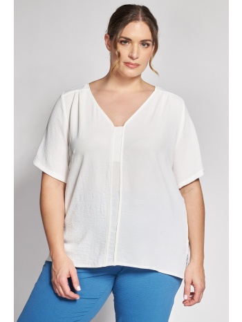 μπλούζα με v λαιμόκοψη και ανάγλυφη washed ύφη