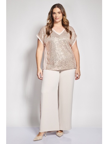 παντελόνα σε φαρδιά γραμμή με λεπτομέρεια παγιέτας