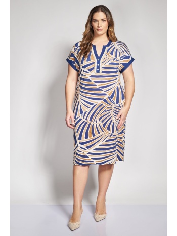 midi φόρεμα με γεωμετρικό floral μοτίβο και λεπτομέρειες