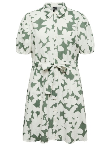 σεμιζιέ φόρεμα φλοράλ με ζώνη από οργανικό βαμβάκι vero moda