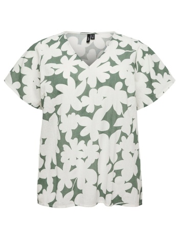 φλοράλ t-shirt με v από οργανικό βαμβάκι vero moda