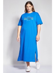 prbt μάξι βαμβακερό φόρεμα t-shirt με στάμπα