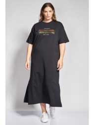 prbt μάξι βαμβακερό φόρεμα t-shirt με στάμπα