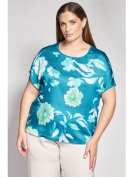 floral μπλούζα με μονόχρωμη πλάτη