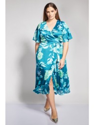 κρουαζέ midi φόρεμα με floral μοτίβο