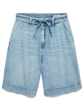 ψηλόμεσo τζιν σορτς με ζώνη vero moda
