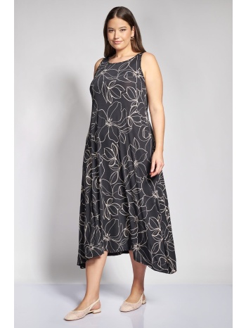 αμάνικο μακρύ φόρεμα floral print με ασύμμετρο τελείωμα