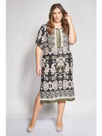 midi boho φόρεμα με ethnic εμπριμέ με δέσιμο