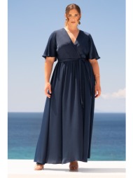 occasion μάξι κρουαζέ φόρεμα σατινέ με ζώνη