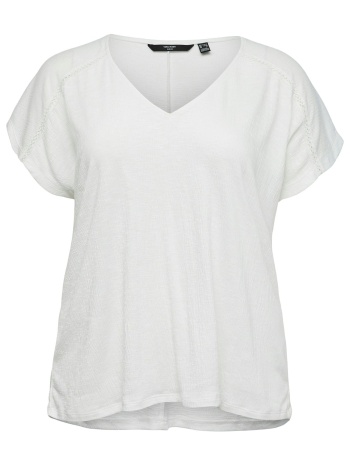 t-shirt με v και κροσέ λεπτομέρεια vero moda