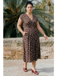 αμάνικο πουά μίντι φόρεμα με κουμπιά vero moda