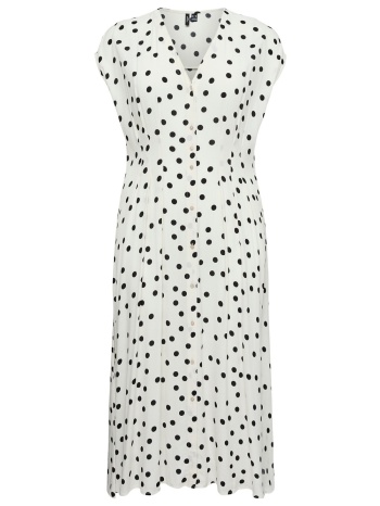 αμάνικο πουά μίντι φόρεμα με κουμπιά vero moda