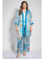 σατινέ παντελόνα εμπριμέ με patchwork μοτίβο και λαχούρια