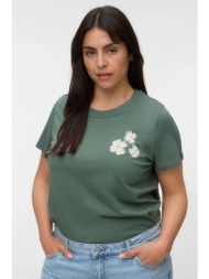 t-shirt από οργανικό βαμβάκι με ανάγλυγο φλοράλ σχέδιο vero moda
