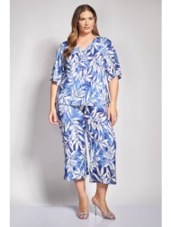 cropped παντελόνα σε άνετη γραμμή με εφέ tie-dye και μοτίβο φύλλα
