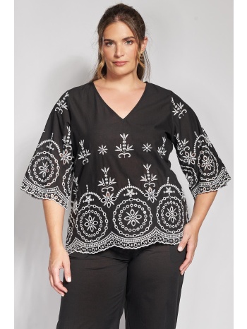 βαμβακερή μπλούζα με boho κεντήματα
