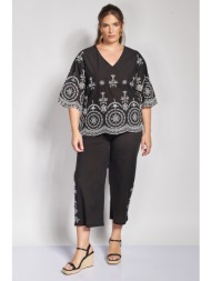 παντελόνι βαμβακερό με boho κέντημα
