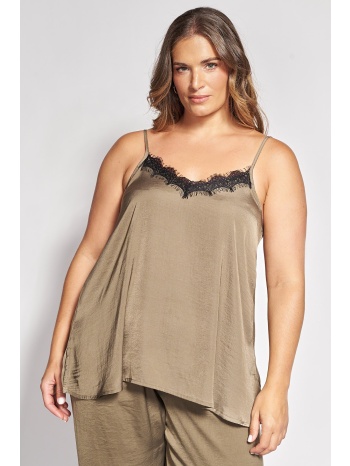 σατινέ lingerie τοπ με δαντέλα στη λαιμόκοψη