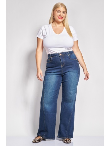 wide-leg τζιν παντελόνι με κάθετες ραφές