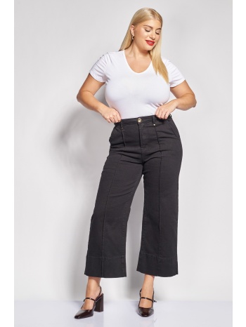 τζιν παντελόνι cropped wide leg με νερβίρ μπροστά