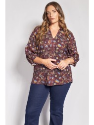 μπλούζα boho chic βισκόζη εμπριμέ φλοράλ και λαχούρια