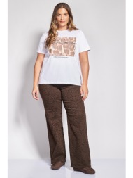 wide leg τζιν παντελόνι σε animal print εμπριμέ