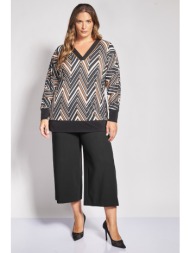 cropped κρεπ παντελόνα wide leg
