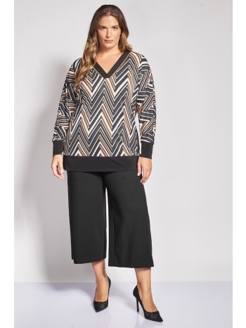 cropped κρεπ παντελόνα wide leg