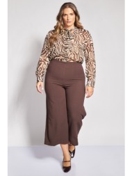 cropped κρεπ παντελόνα wide leg