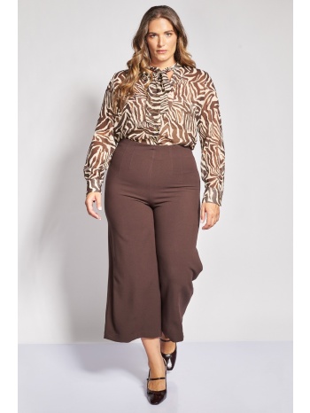 cropped κρεπ παντελόνα wide leg