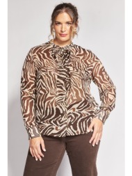 πουκάμισο σιφόν σε animal print με γραβάτα